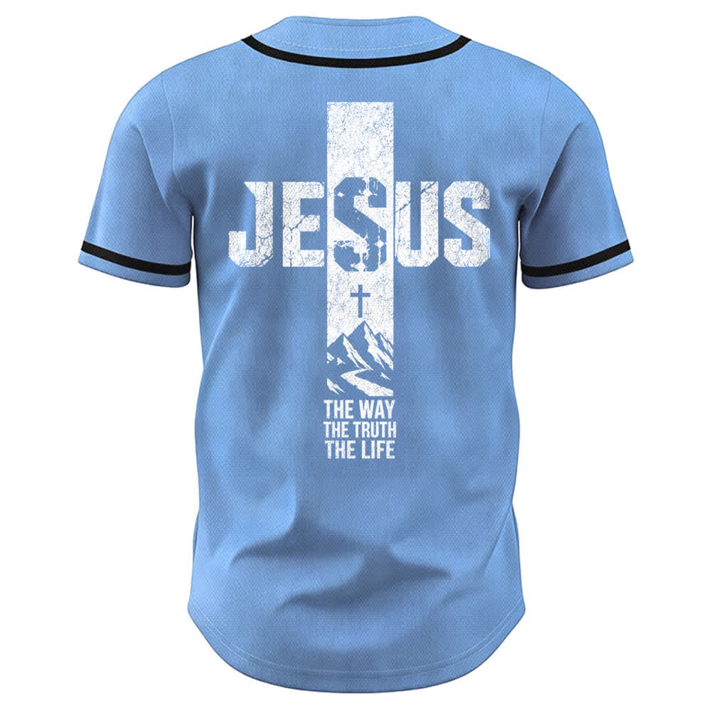 Christianartworkshop Maglia da baseball con croce di Gesù e bottoni sul davanti effetto invecchiato - image 30