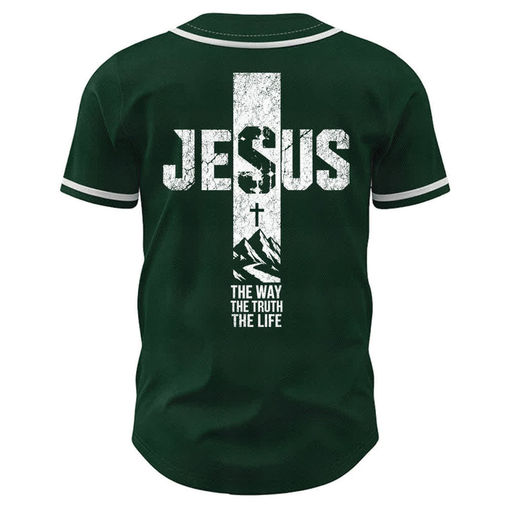 Christianartworkshop Maglia da baseball con croce di Gesù e bottoni sul davanti effetto invecchiato - image 36