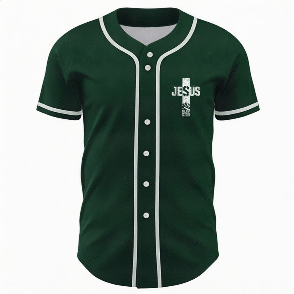 Christianartworkshop Maglia da baseball con croce di Gesù e bottoni sul davanti effetto invecchiato - image 37