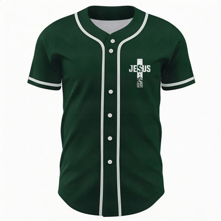Christianartworkshop Maglia da baseball con croce di Gesù e bottoni sul davanti effetto invecchiato - image 37