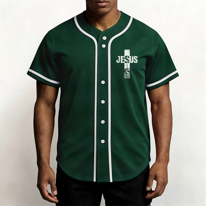 Christianartworkshop Maglia da baseball con croce di Gesù e bottoni sul davanti effetto invecchiato - image 41