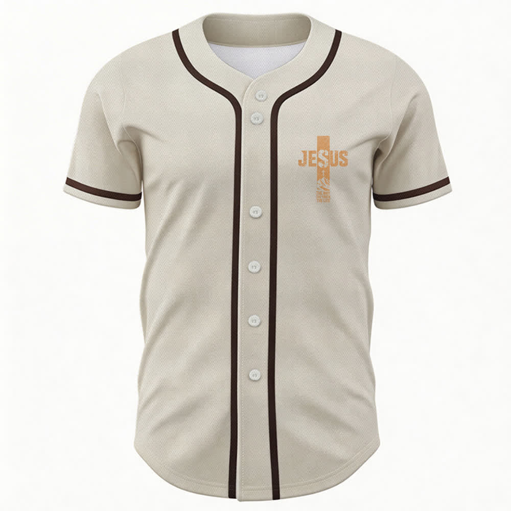 Christianartworkshop Maglia da baseball con croce di Gesù e bottoni sul davanti effetto invecchiato - image 44