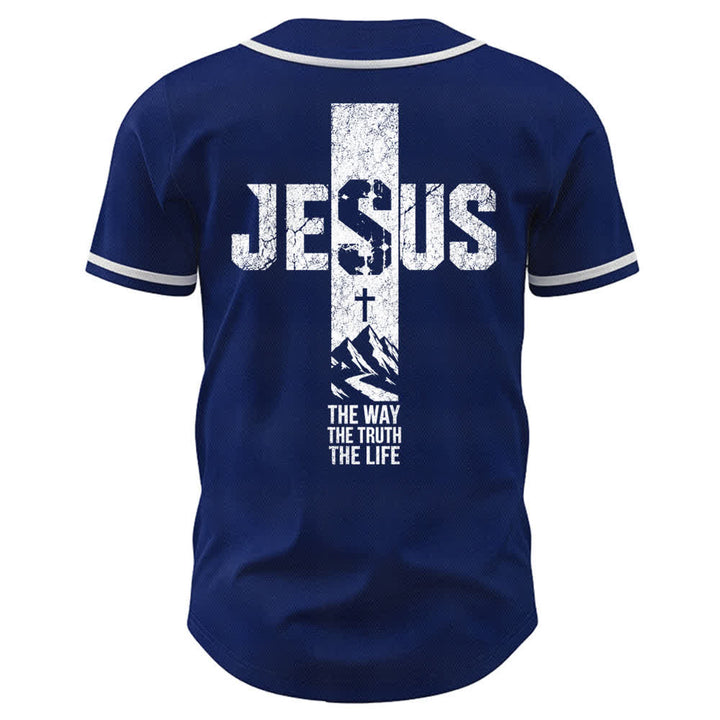 Christianartworkshop Maglia da baseball con croce di Gesù e bottoni sul davanti effetto invecchiato - image 50