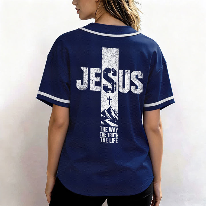 Christianartworkshop Maglia da baseball con croce di Gesù e bottoni sul davanti effetto invecchiato - image 52