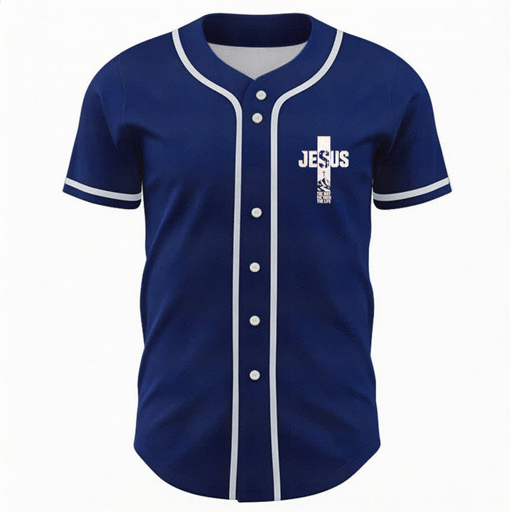 Christianartworkshop Maglia da baseball con croce di Gesù e bottoni sul davanti effetto invecchiato - image 51