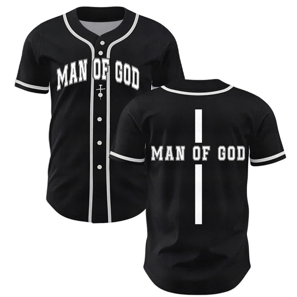 Christianartworkshop Uomo di Dio Maglia da baseball Varsity con bottoni - Nero - 5XL - image 7