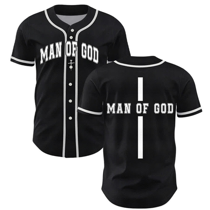 Christianartworkshop Uomo di Dio Maglia da baseball Varsity con bottoni - Nero - 5XL - image 7