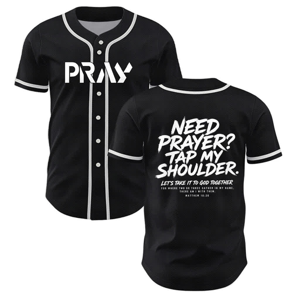 Christianartworkshop Prega Tocca la mia spalla Messaggio Maglia da baseball - Nero - 5XL - image 7