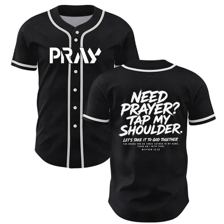 Christianartworkshop Prega Tocca la mia spalla Messaggio Maglia da baseball - Nero - 5XL - image 7