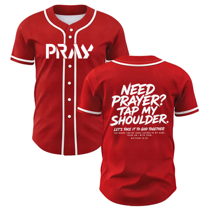 Christianartworkshop Prega Tocca la mia spalla Messaggio Maglia da baseball - Rosso - 5XL - image 14