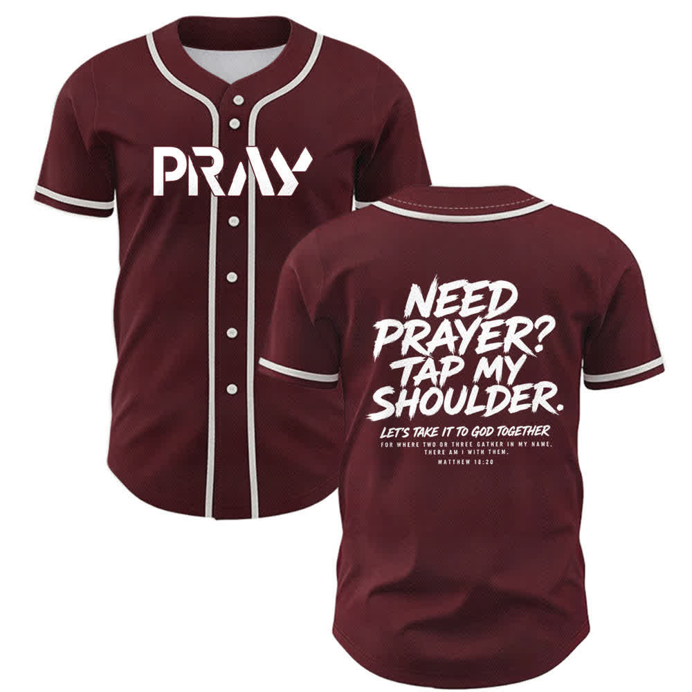 Christianartworkshop Prega Tocca la mia spalla Messaggio Maglia da baseball - Vino - 5XL - image 21