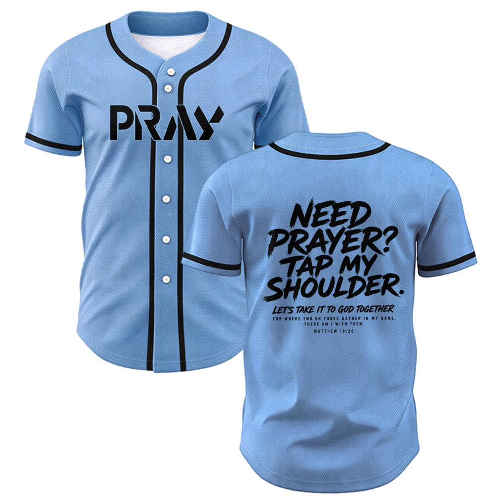 Christianartworkshop Prega Tocca la mia spalla Messaggio Maglia da baseball - Blu - 5XL - image 28