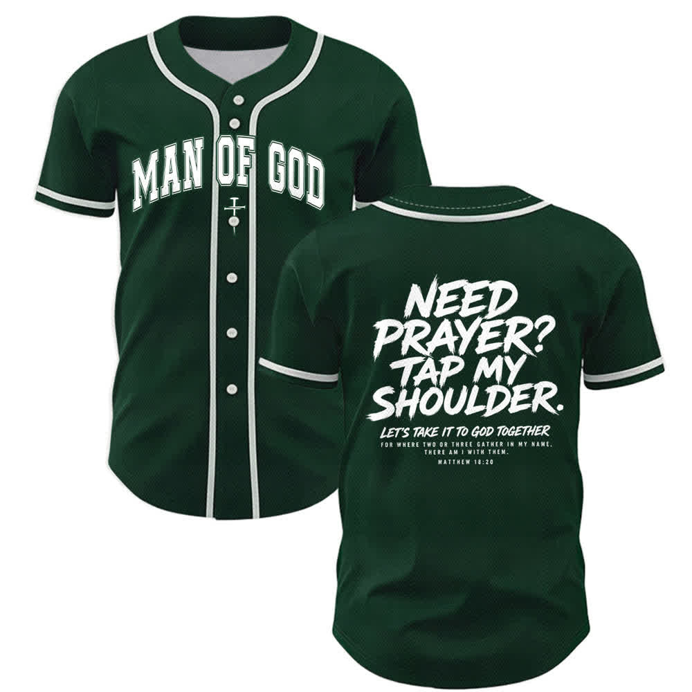 Christianartworkshop Prega Tocca la mia spalla Messaggio Maglia da baseball - Verde - 5XL - image 35