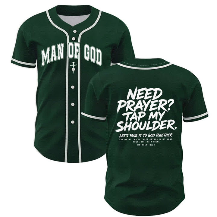 Christianartworkshop Prega Tocca la mia spalla Messaggio Maglia da baseball - Verde - 5XL - image 35