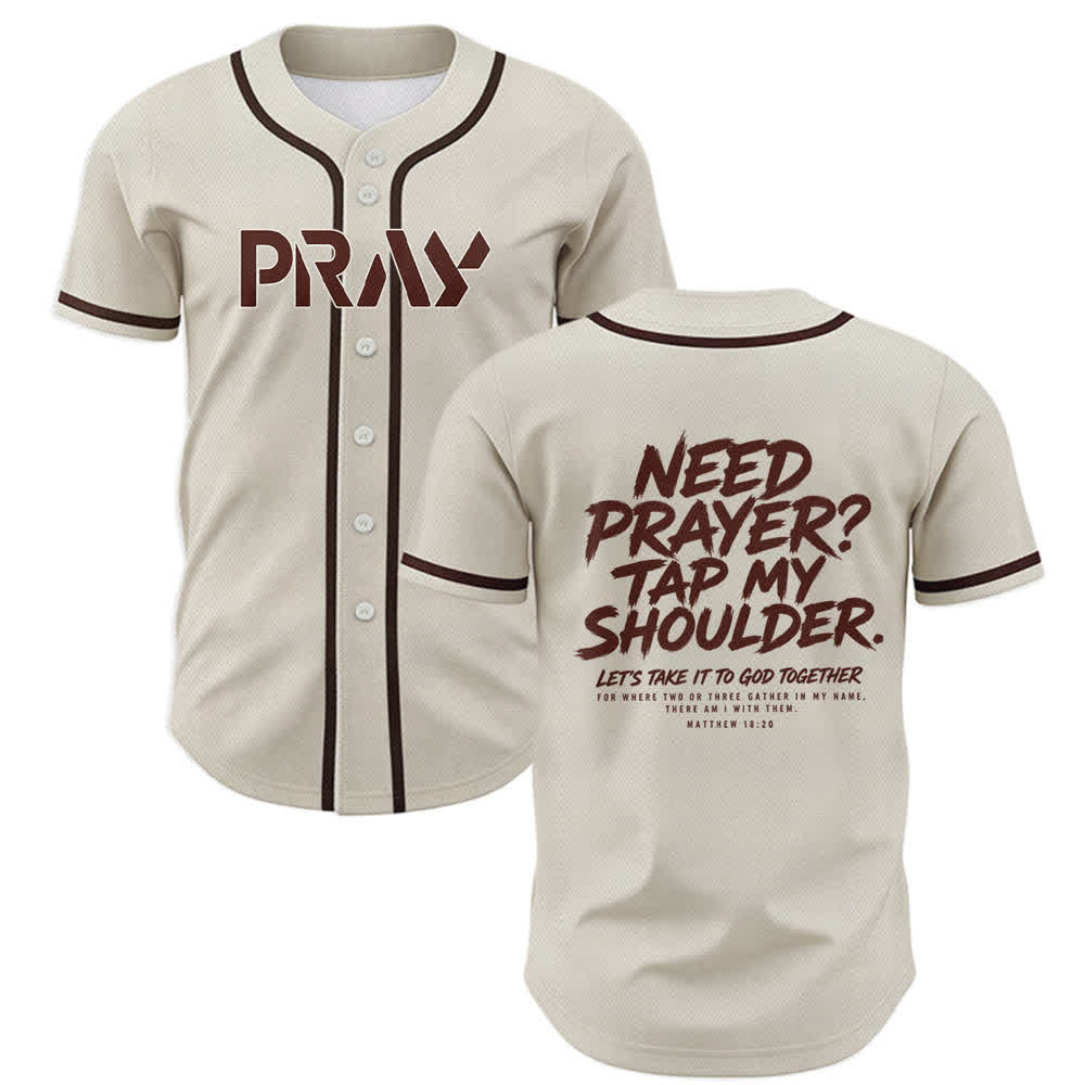 Christianartworkshop Prega Tocca la mia spalla Messaggio Maglia da baseball - Beige - 5XL - image 42