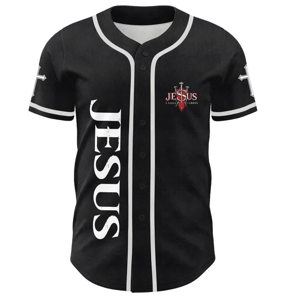 Christianartworkshop Gesù salva Corona di spine Maglia da baseball nera - image 2