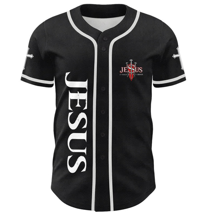 Christianartworkshop Gesù salva Corona di spine Maglia da baseball nera - image 2