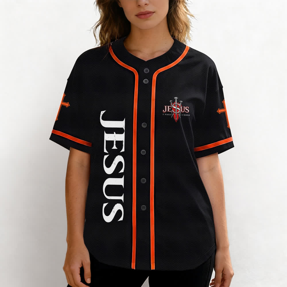 Christianartworkshop Gesù salva Corona di spine Maglia da baseball nera - image 11