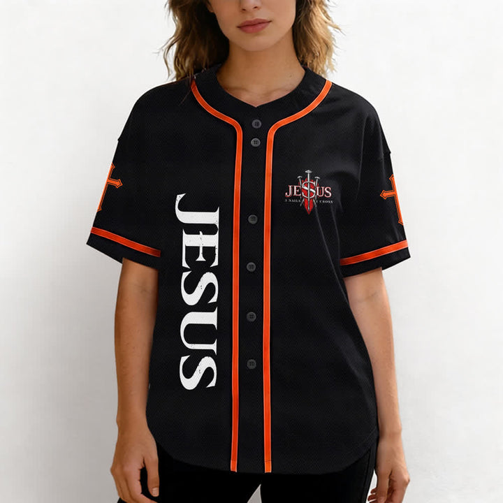 Christianartworkshop Gesù salva Corona di spine Maglia da baseball nera - image 11