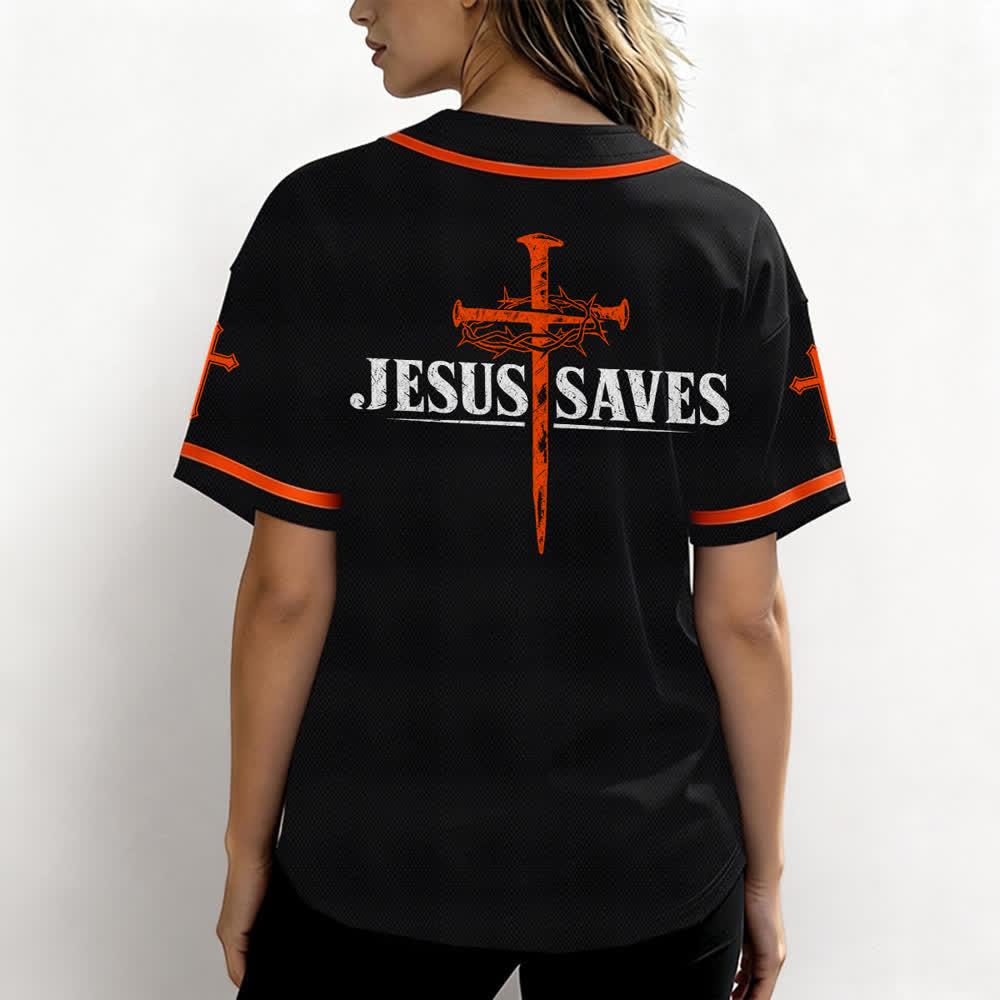 Christianartworkshop Gesù salva Corona di spine Maglia da baseball nera - image 10