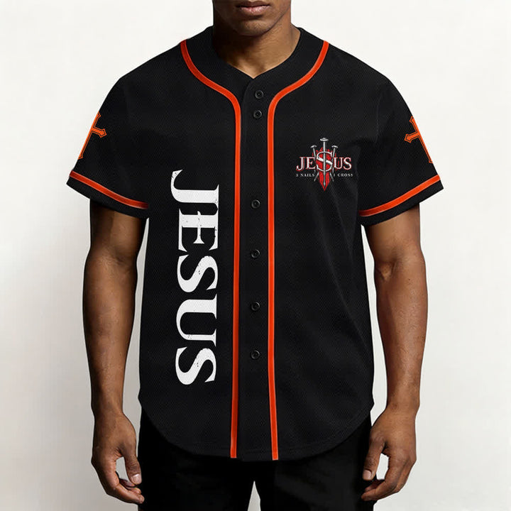 Christianartworkshop Gesù salva Corona di spine Maglia da baseball nera - image 13