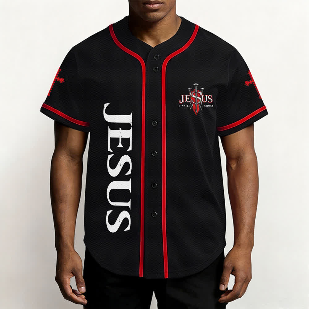 Christianartworkshop Gesù salva Corona di spine Maglia da baseball nera - image 20