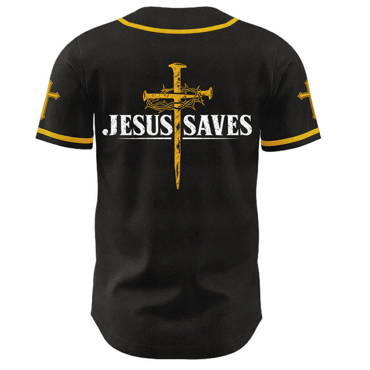 Christianartworkshop Gesù salva Corona di spine Maglia da baseball nera - image 22