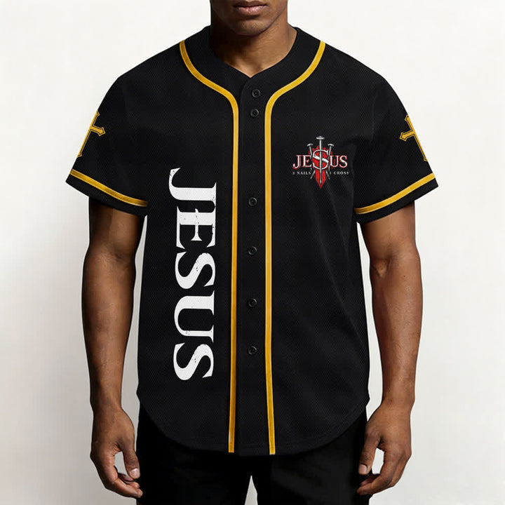 Christianartworkshop Gesù salva Corona di spine Maglia da baseball nera - image 27