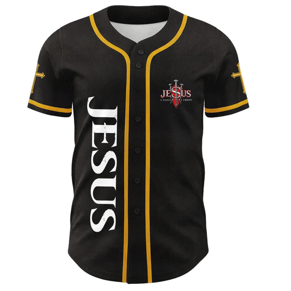 Christianartworkshop Gesù salva Corona di spine Maglia da baseball nera - image 23