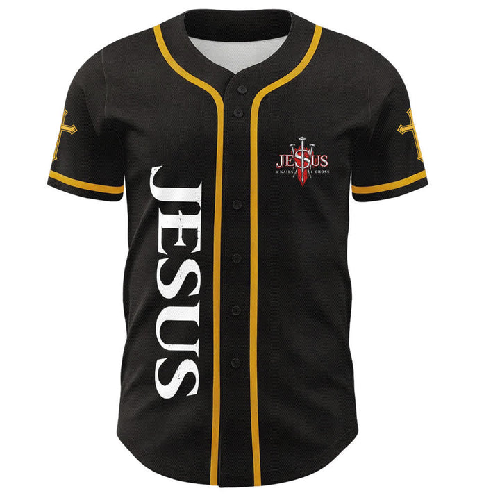 Christianartworkshop Gesù salva Corona di spine Maglia da baseball nera - image 23