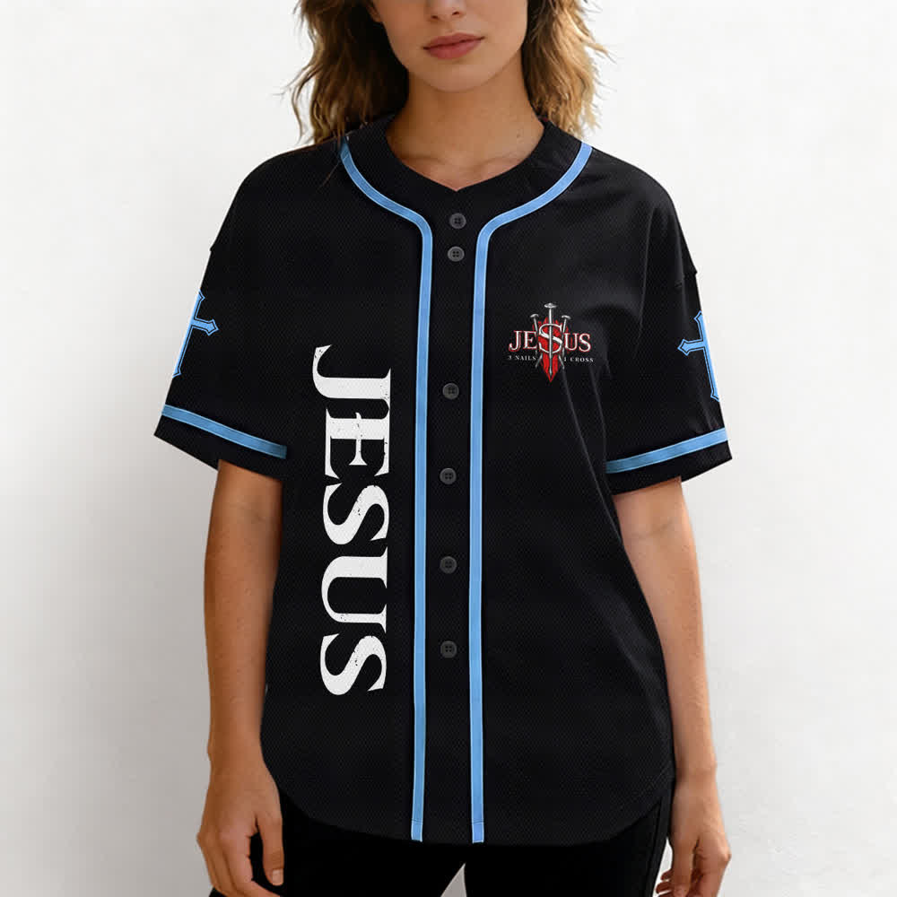 Christianartworkshop Gesù salva Corona di spine Maglia da baseball nera - image 32