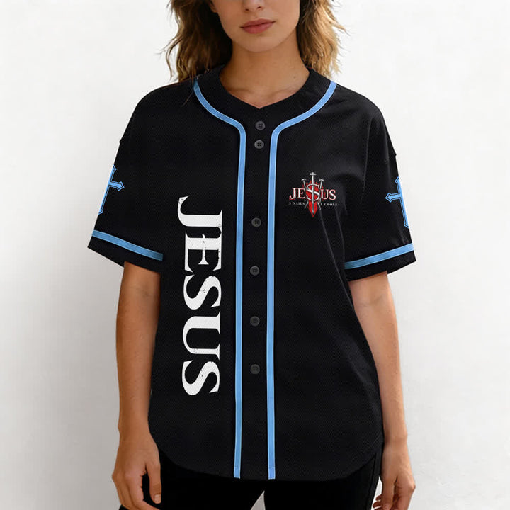 Christianartworkshop Gesù salva Corona di spine Maglia da baseball nera - image 32
