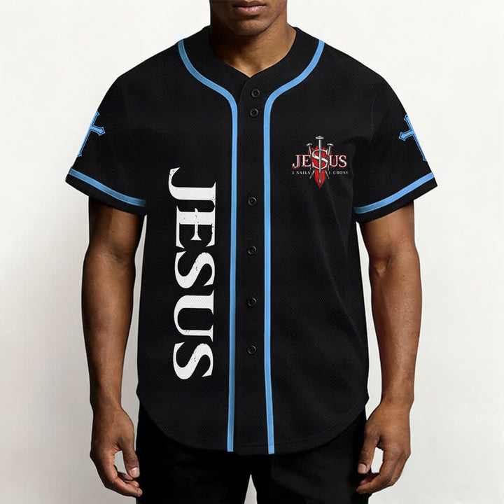 Christianartworkshop Gesù salva Corona di spine Maglia da baseball nera - image 34