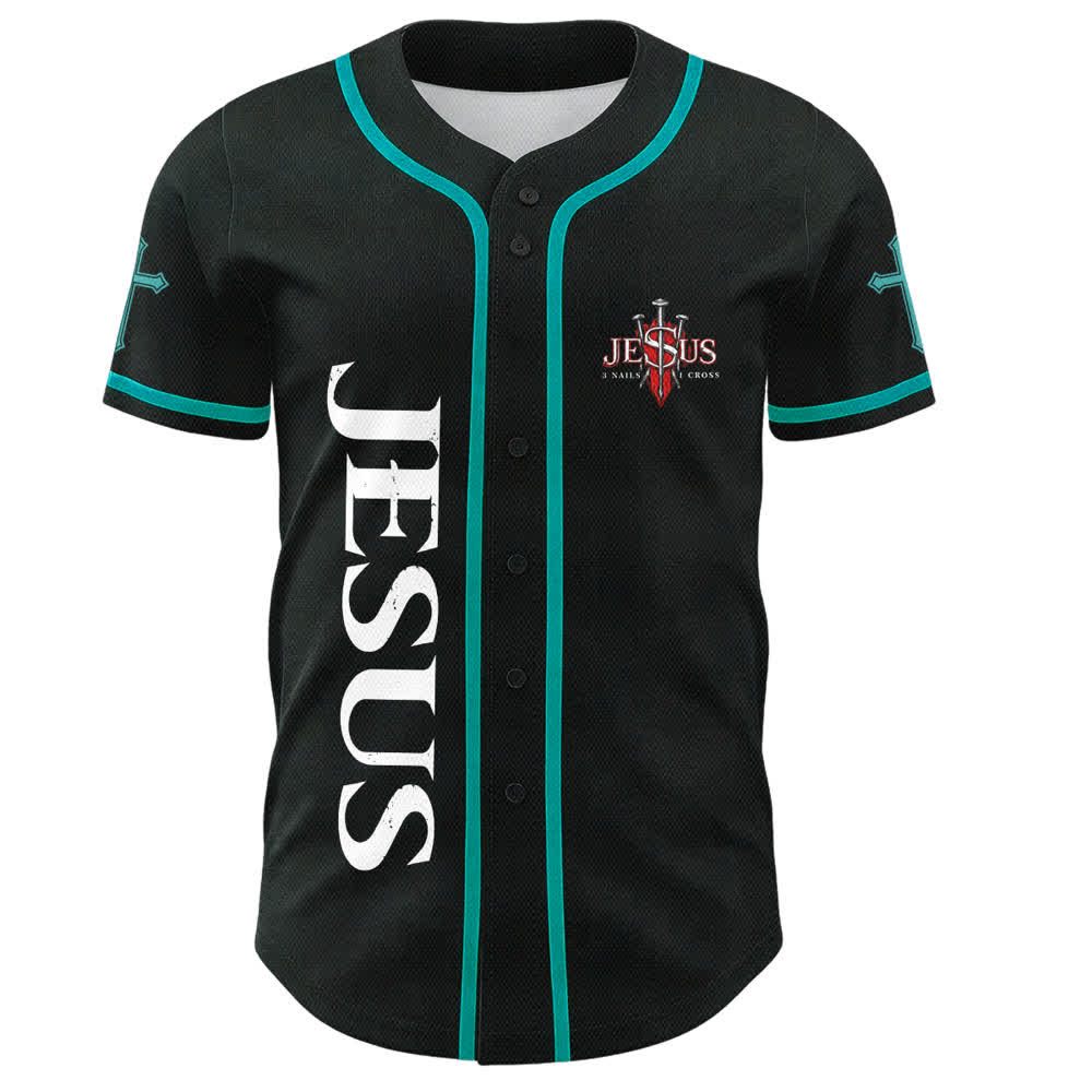 Christianartworkshop Gesù salva Corona di spine Maglia da baseball nera - image 37