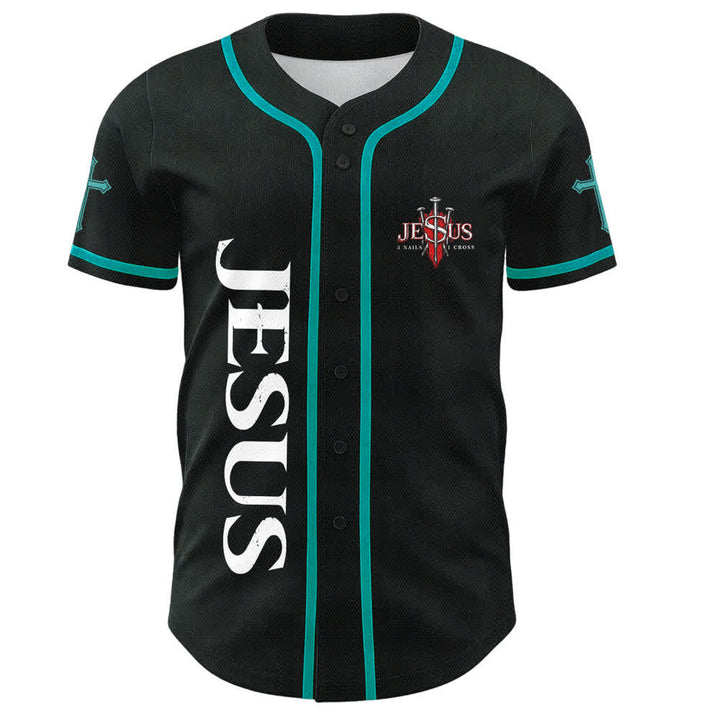 Christianartworkshop Gesù salva Corona di spine Maglia da baseball nera - image 37