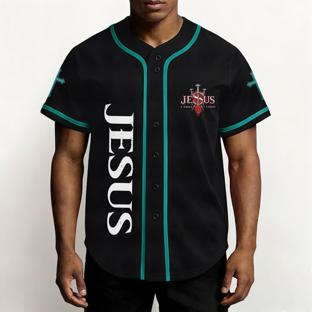 Christianartworkshop Gesù salva Corona di spine Maglia da baseball nera - image 41