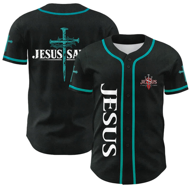 Christianartworkshop Gesù salva Corona di spine Maglia da baseball nera - Lago Blu - 5XL - image 35