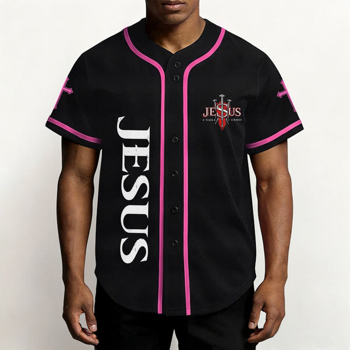 Christianartworkshop Gesù salva Corona di spine Maglia da baseball nera - image 48