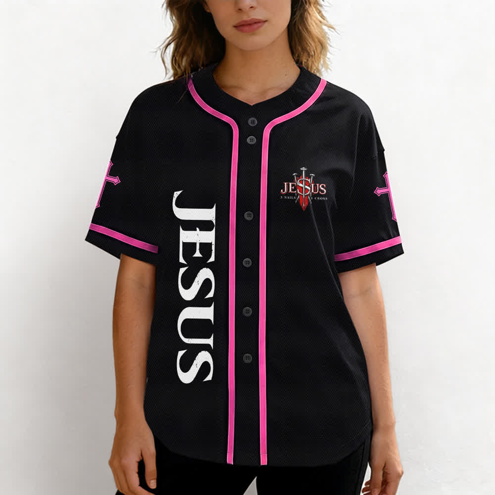 Christianartworkshop Gesù salva Corona di spine Maglia da baseball nera - image 46