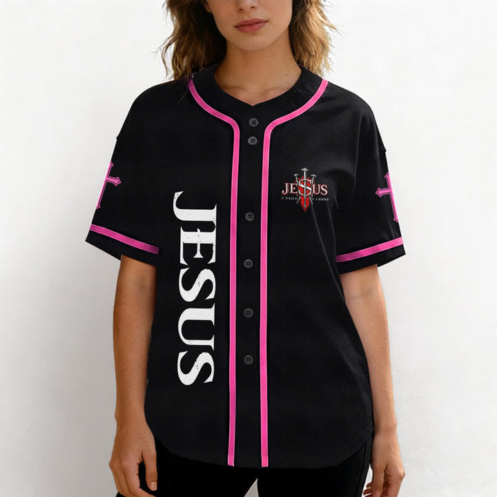 Christianartworkshop Gesù salva Corona di spine Maglia da baseball nera - image 46