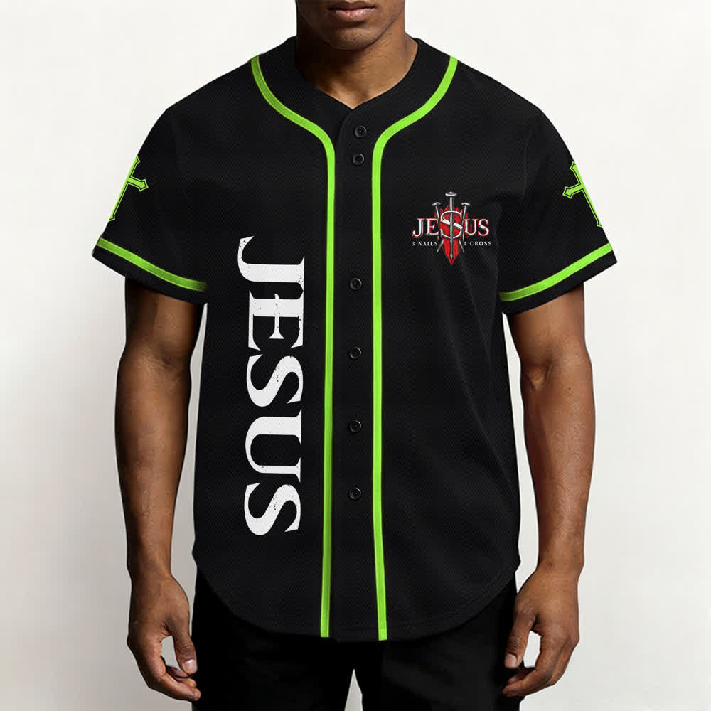 Christianartworkshop Gesù salva Corona di spine Maglia da baseball nera - image 55