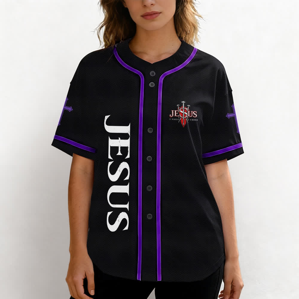 Christianartworkshop Gesù salva Corona di spine Maglia da baseball nera - image 60
