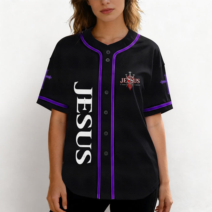 Christianartworkshop Gesù salva Corona di spine Maglia da baseball nera - image 60