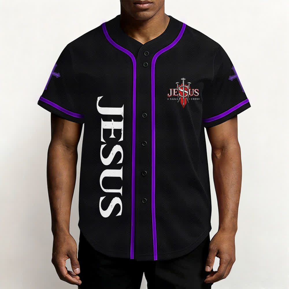Christianartworkshop Gesù salva Corona di spine Maglia da baseball nera - image 62