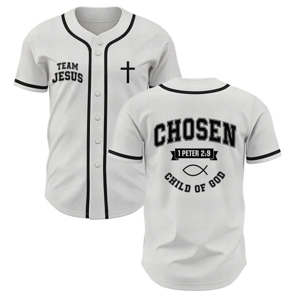 Maglia da baseball del team Jesus Chosen Child of God di Christianartworkshop - Bianco - 5XL - image 0