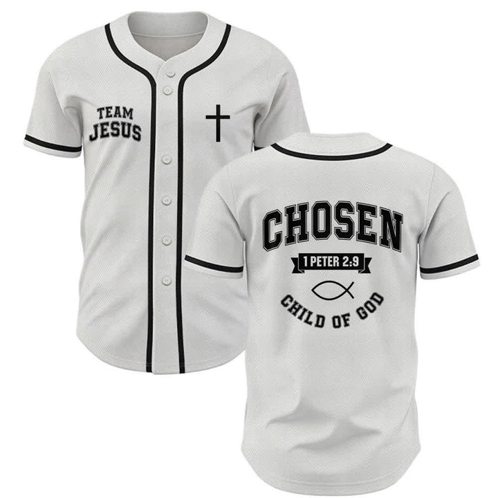 Maglia da baseball del team Jesus Chosen Child of God di Christianartworkshop - Bianco - 5XL - image 0