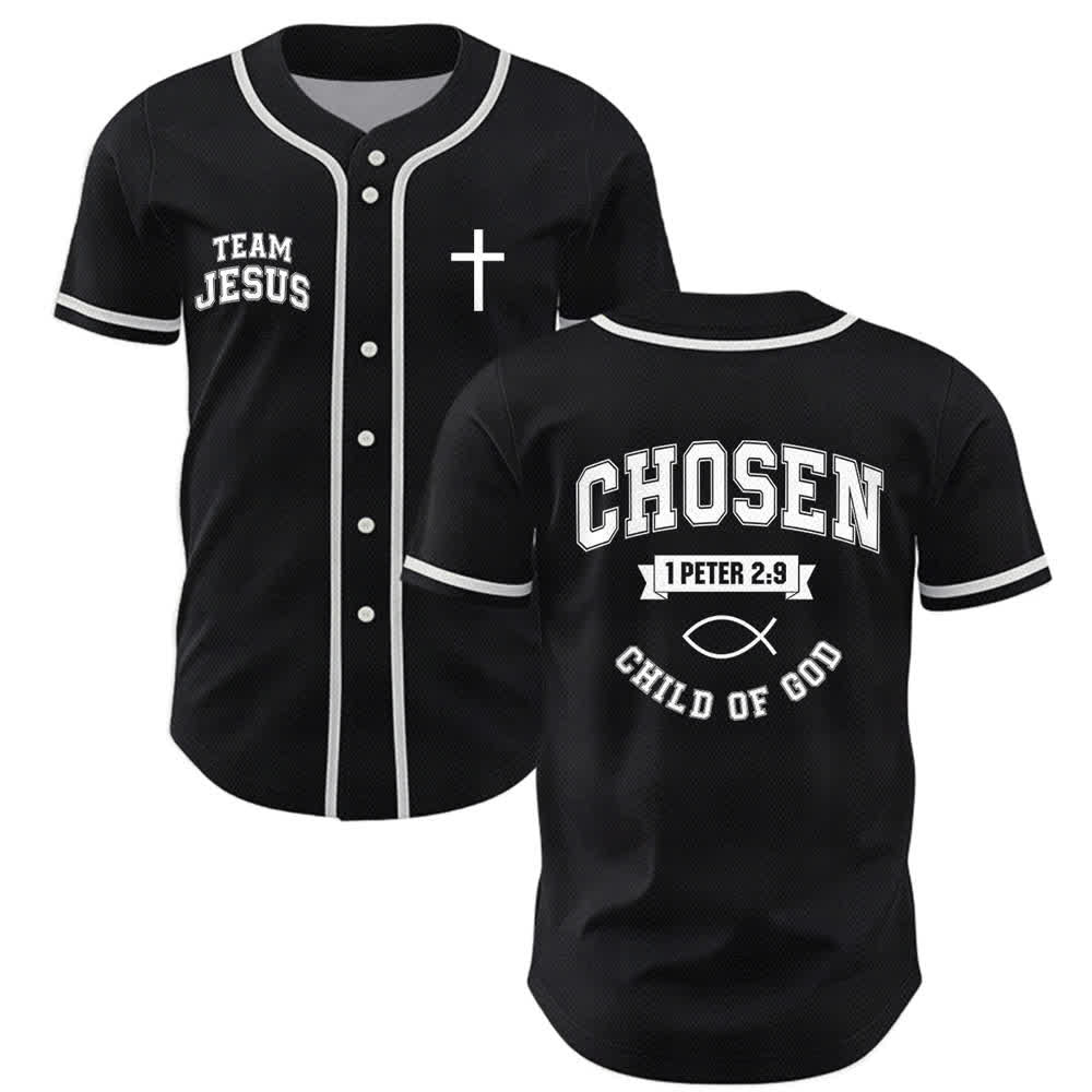 Maglia da baseball del team Jesus Chosen Child of God di Christianartworkshop - Nero - 5XL - image 7