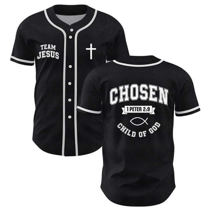 Maglia da baseball del team Jesus Chosen Child of God di Christianartworkshop - Nero - 5XL - image 7