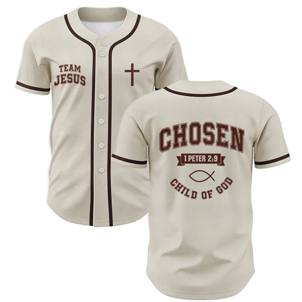 Maglia da baseball del team Jesus Chosen Child of God di Christianartworkshop - Beige - 5XL - image 28