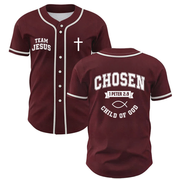 Maglia da baseball del team Jesus Chosen Child of God di Christianartworkshop - Vino - 5XL - image 14